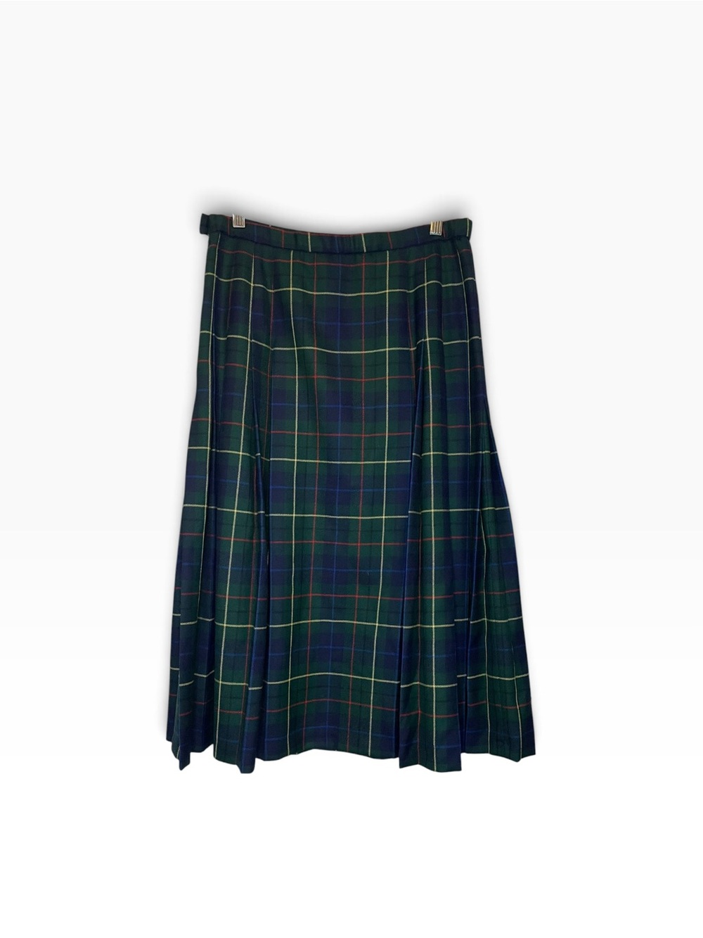 Vintage Pendleton Signature Tartan 100% Virgin Wool Pleated Midi Skirt Size 14 P